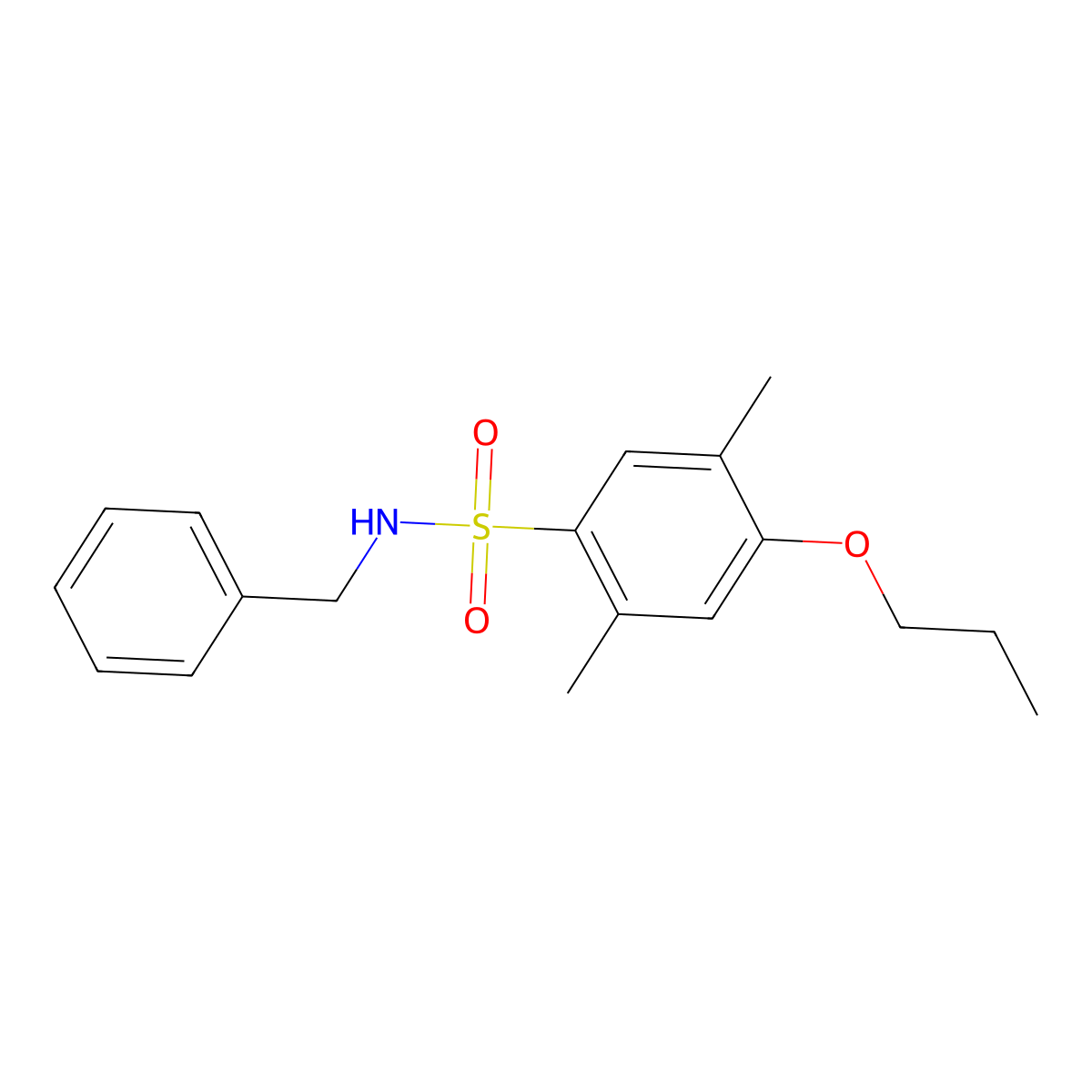 N-benzyl-2,5-dimethyl-4-propoxybenzenesulfonamide molecular structure, CAS 714209-30-0
