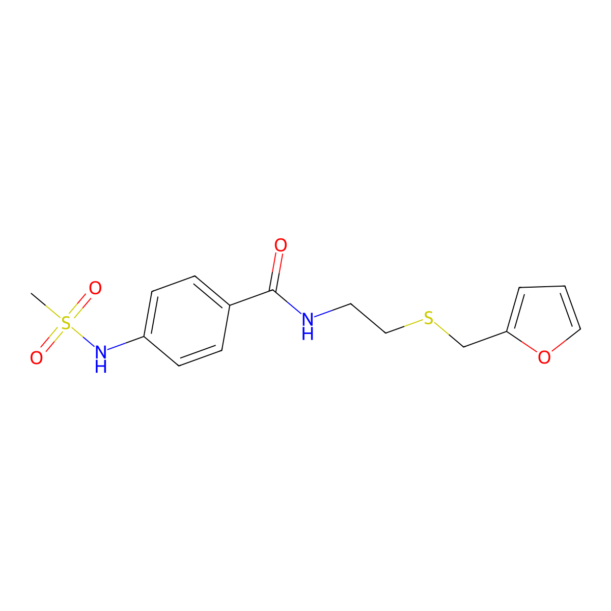 N-[2-(furan-2-ylmethylsulfanyl)ethyl]-4-(methanesulfonamido)benzamide molecular structure, CAS 714209-41-3
