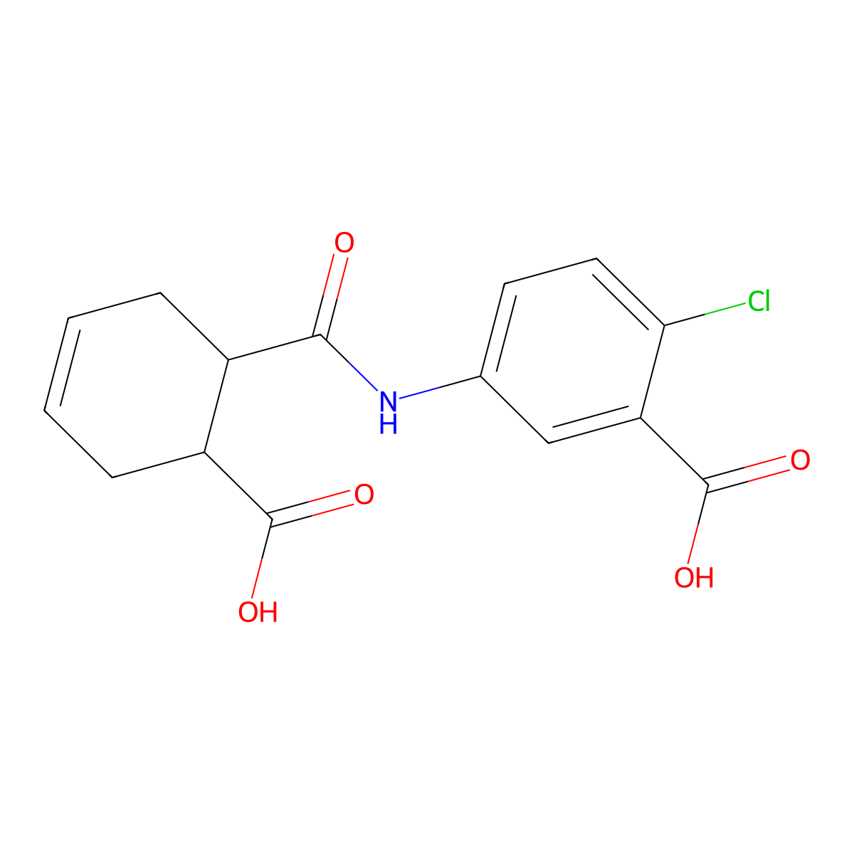 5-{[(6-Carboxycyclohex-3-en-1-yl)carbonyl]amino}-2-chlorobenzoic acid molecular structure, CAS 714209-46-8