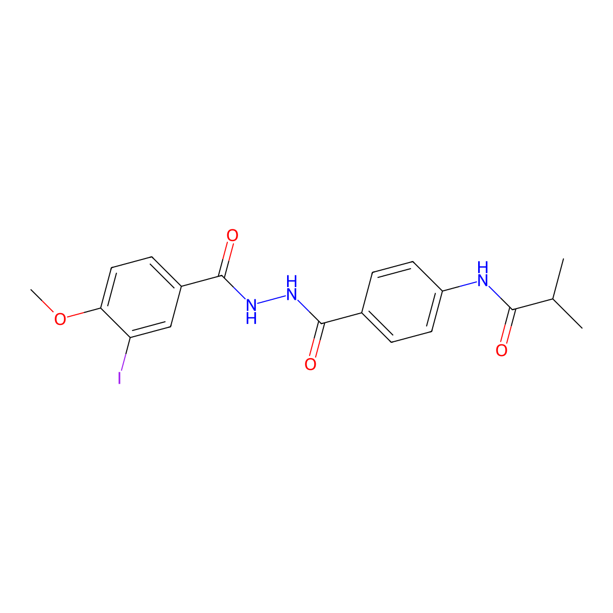 N-[4-[[(3-iodo-4-methoxybenzoyl)amino]carbamoyl]phenyl]-2-methylpropanamide molecular structure, CAS 714209-58-2
