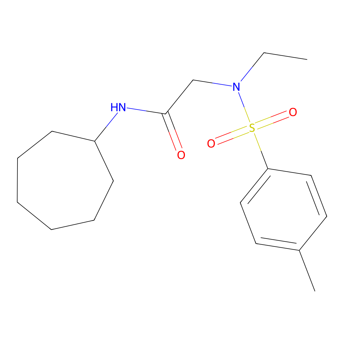 N-cycloheptyl-2-[ethyl-(4-methylphenyl)sulfonylamino]acetamide molecular structure, CAS 714209-69-5