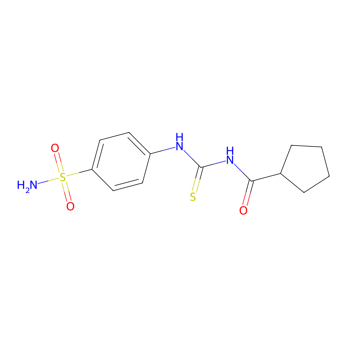 N-[(4-sulfamoylphenyl)carbamothioyl]cyclopentanecarboxamide molecular structure, CAS 714209-88-8