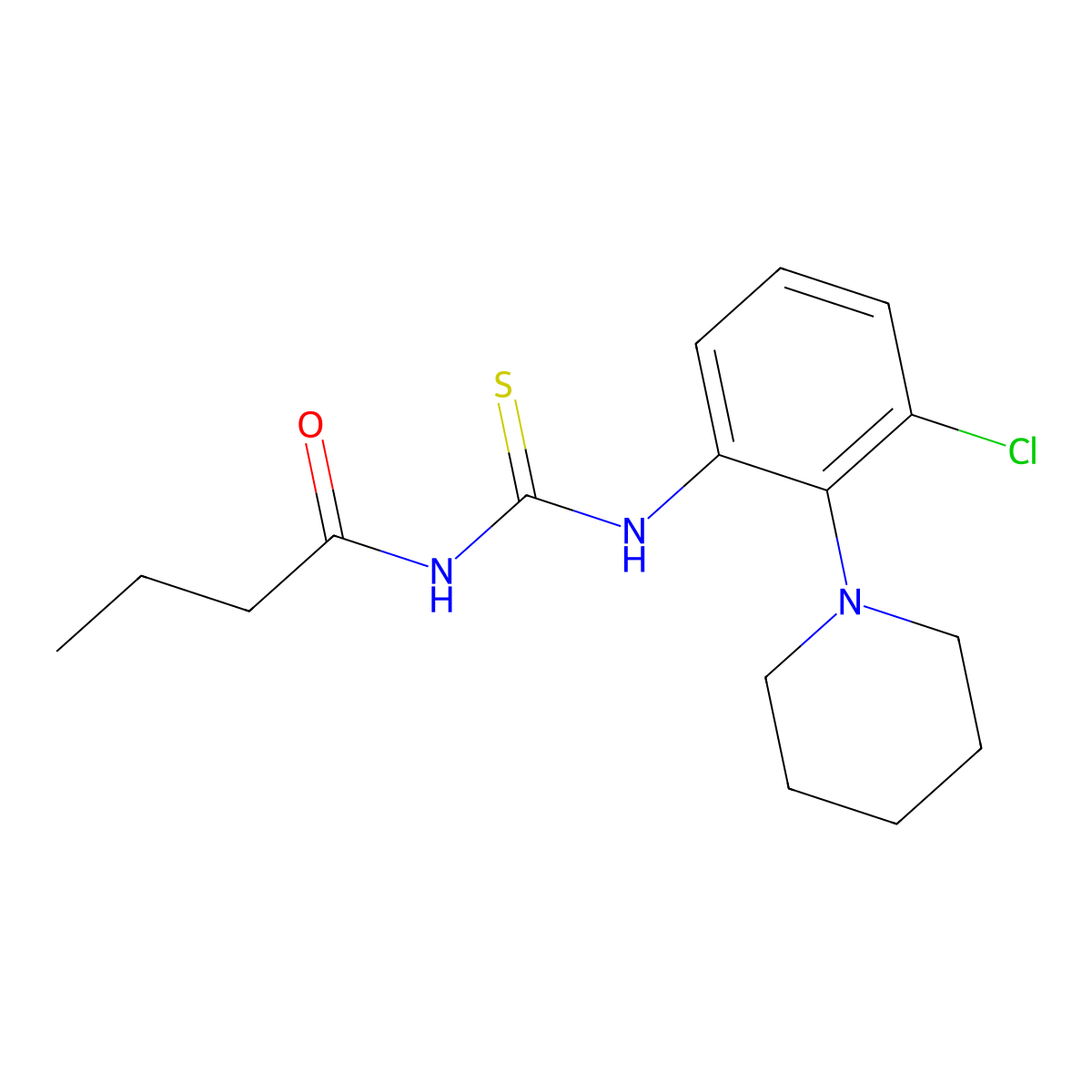 N-[(3-chloro-2-piperidin-1-ylphenyl)carbamothioyl]butanamide molecular structure, CAS 714209-95-7