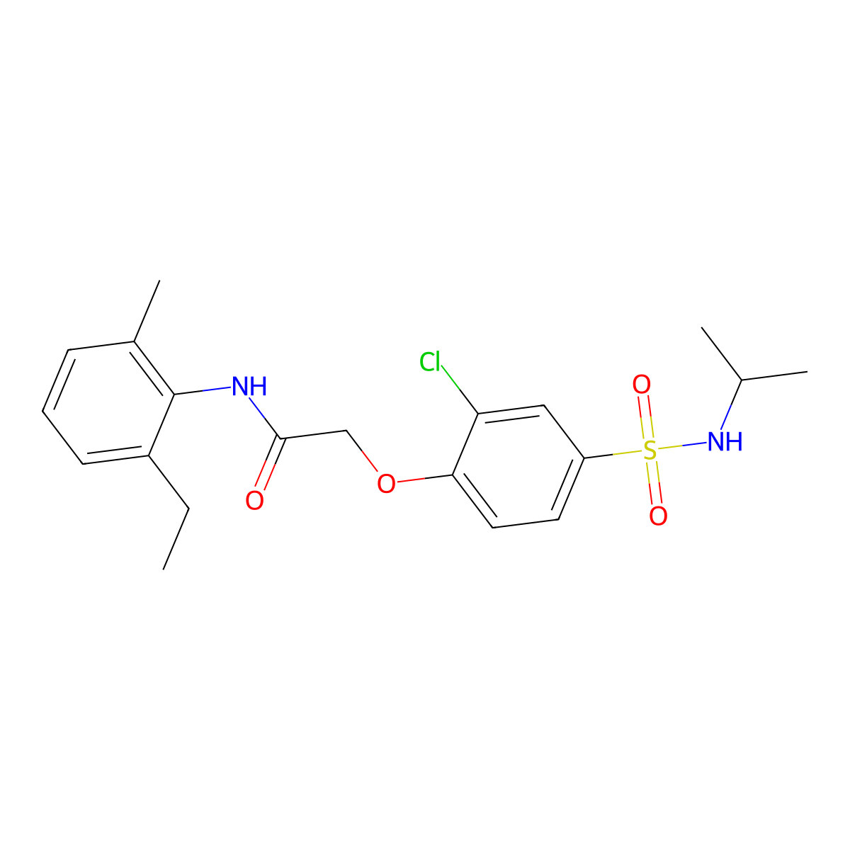 2-[2-chloro-4-(propan-2-ylsulfamoyl)phenoxy]-N-(2-ethyl-6-methylphenyl)acetamide molecular structure, CAS 714209-97-9