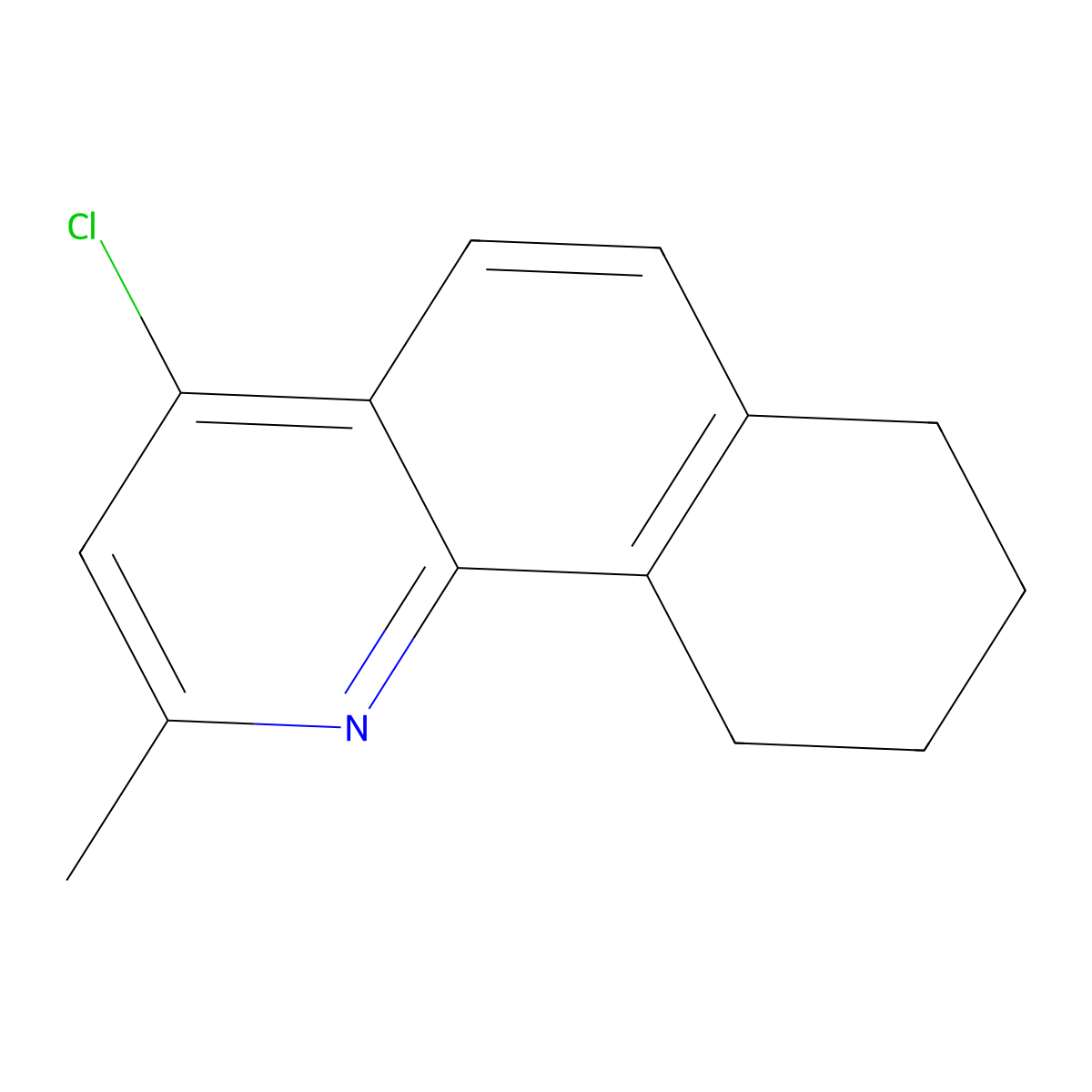 4-chloro-2-methyl-7H,8H,9H,10H-cyclohexa[h]quinoline molecular structure, CAS 71421-97-1
