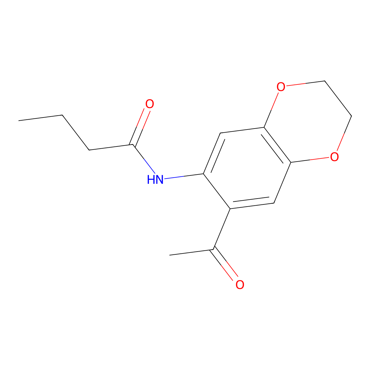 N-(7-acetyl-2,3-dihydro-1,4-benzodioxin-6-yl)butanamide molecular structure, CAS 714210-06-7