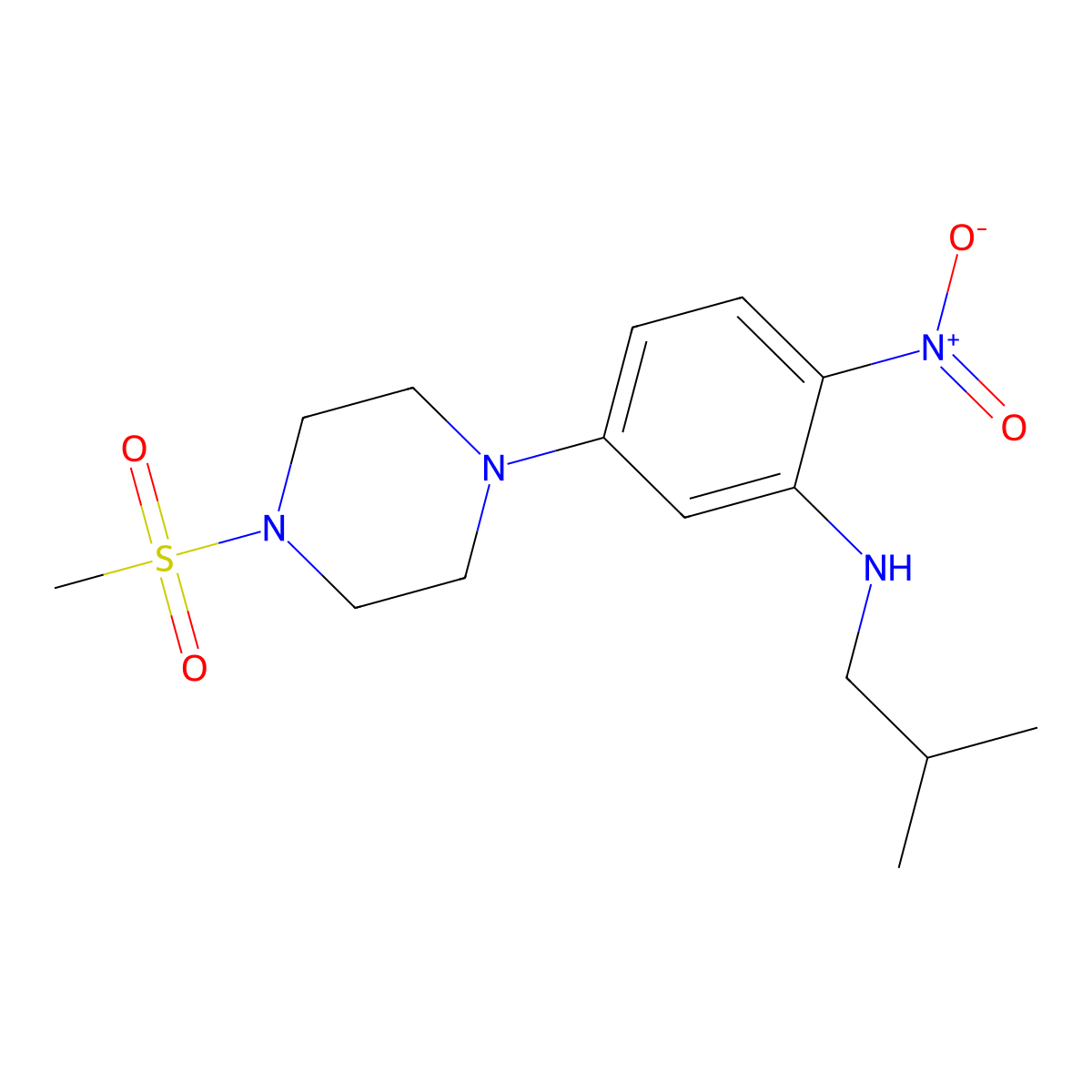 N-(2-methylpropyl)-5-(4-methylsulfonylpiperazin-1-yl)-2-nitroaniline molecular structure, CAS 714210-13-6