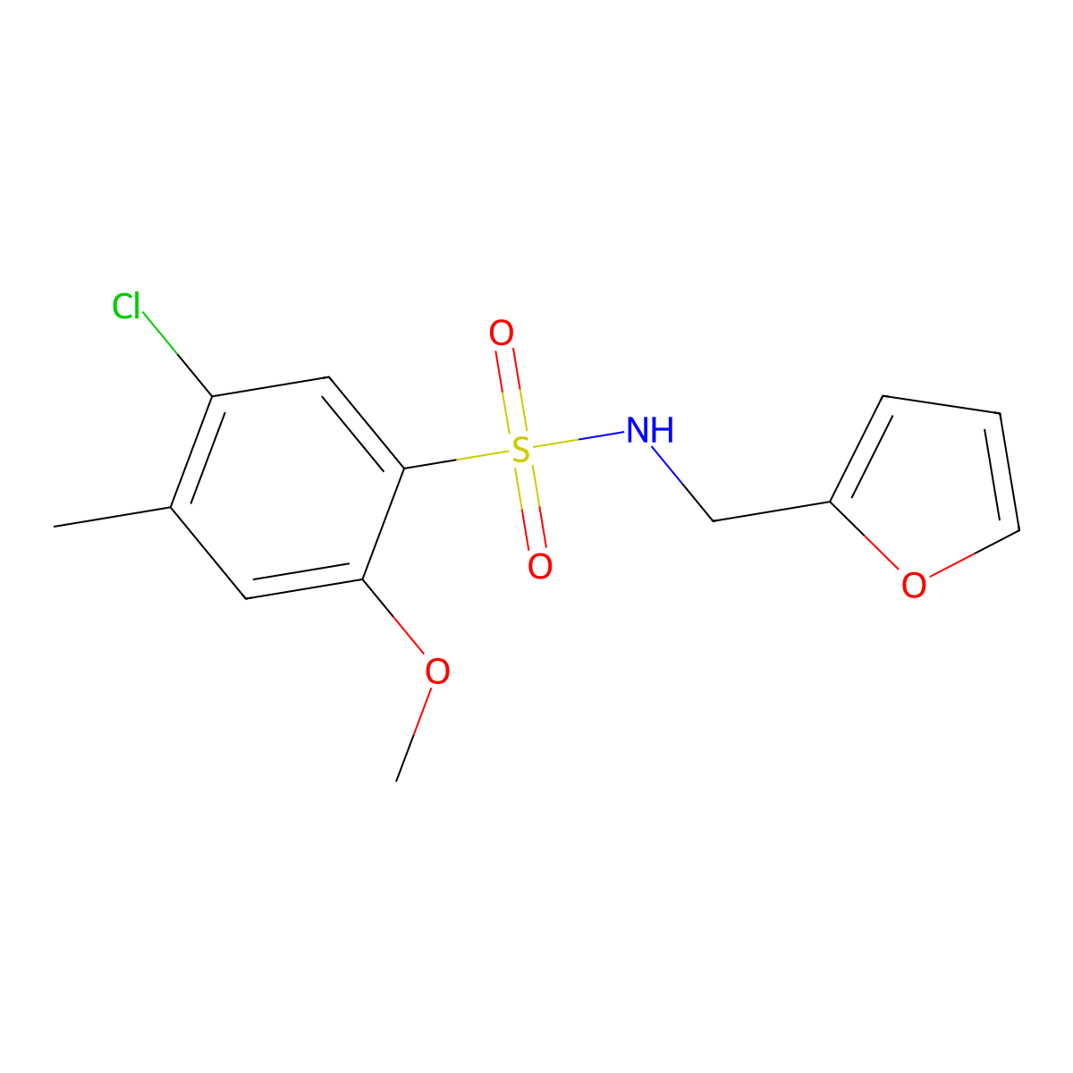 5-chloro-N-(furan-2-ylmethyl)-2-methoxy-4-methylbenzenesulfonamide molecular structure, CAS 714210-17-0