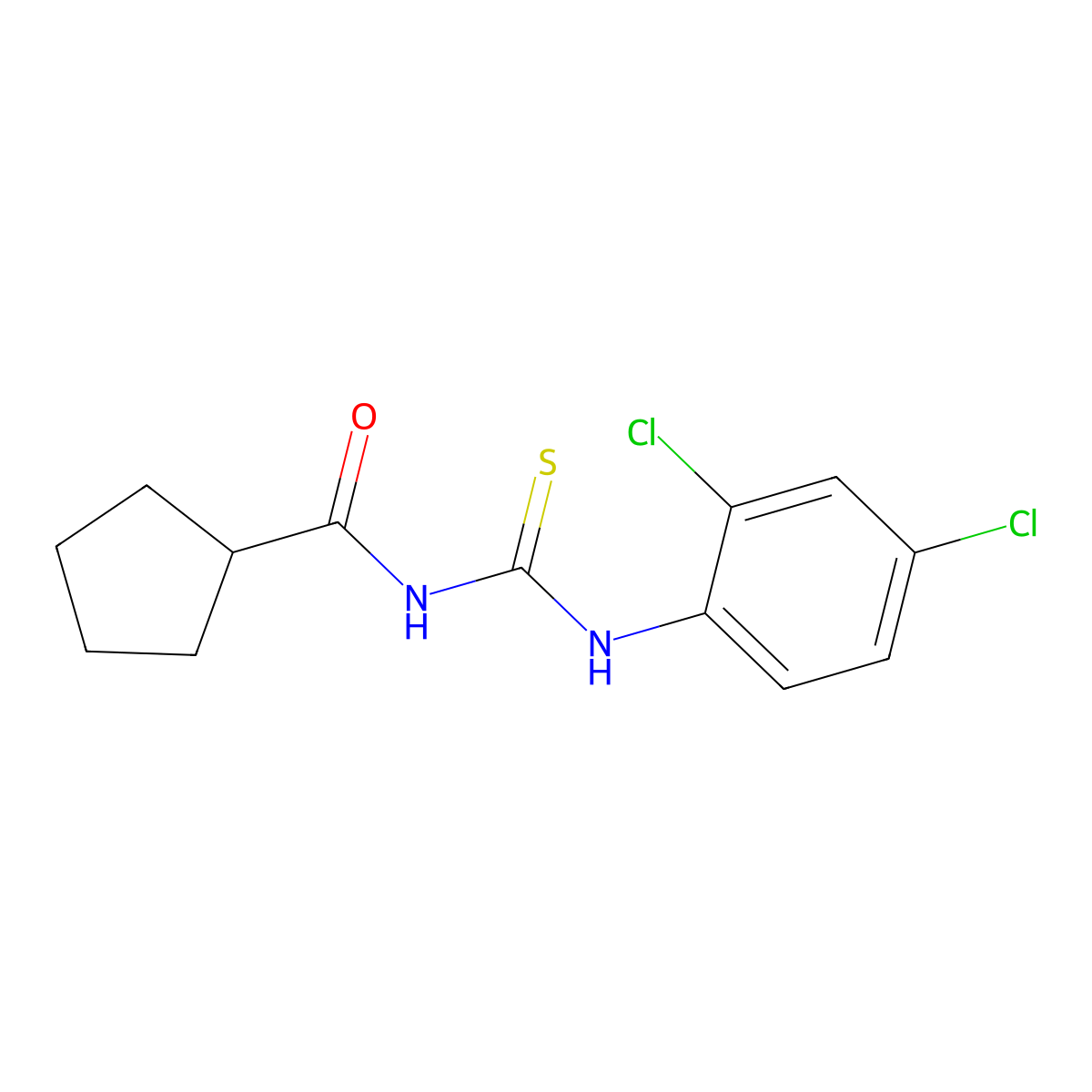 N-[(2,4-dichlorophenyl)carbamothioyl]cyclopentanecarboxamide molecular structure, CAS 714210-26-1