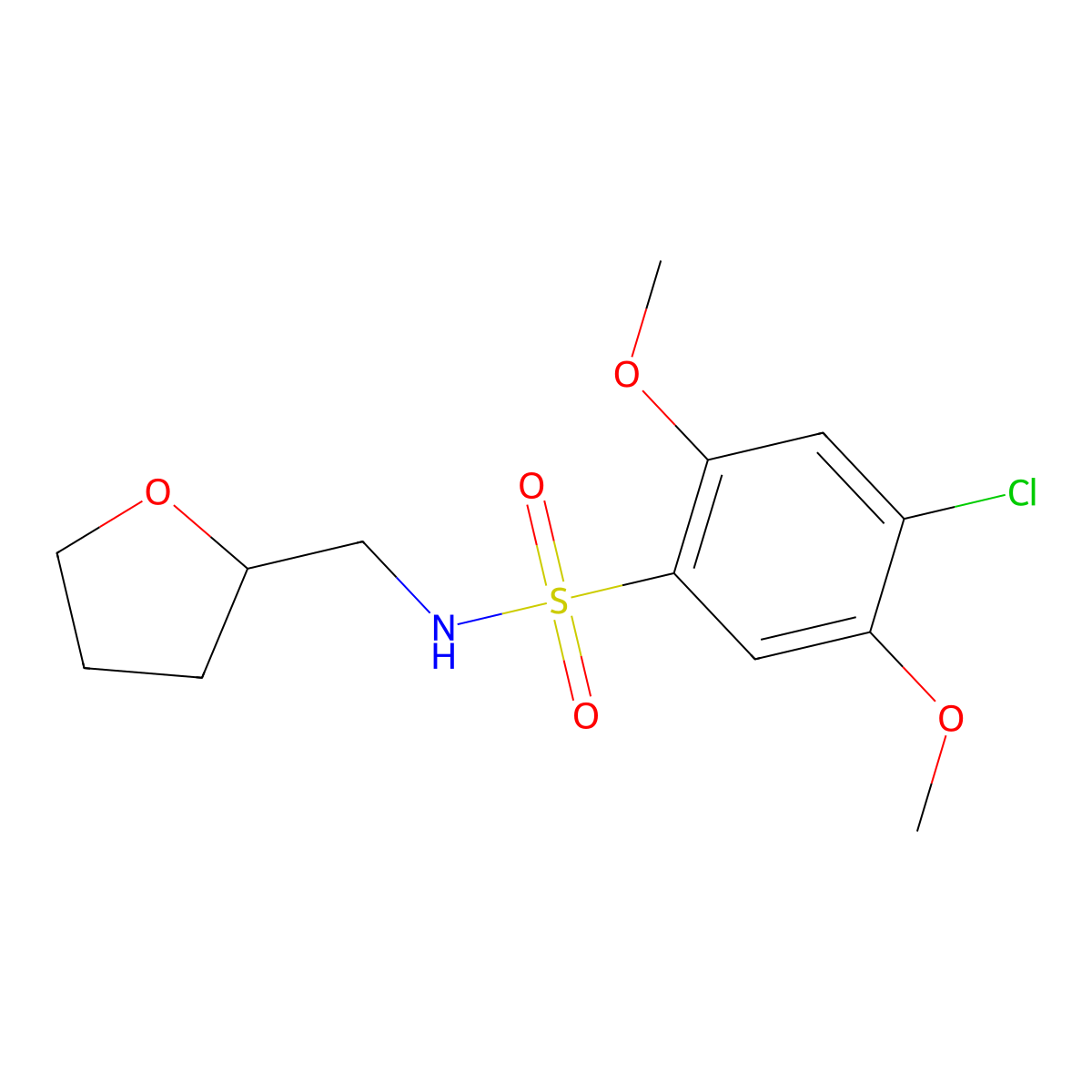 4-chloro-2,5-dimethoxy-N-(tetrahydro-2-furanylmethyl)benzenesulfonamide molecular structure, CAS 714210-28-3