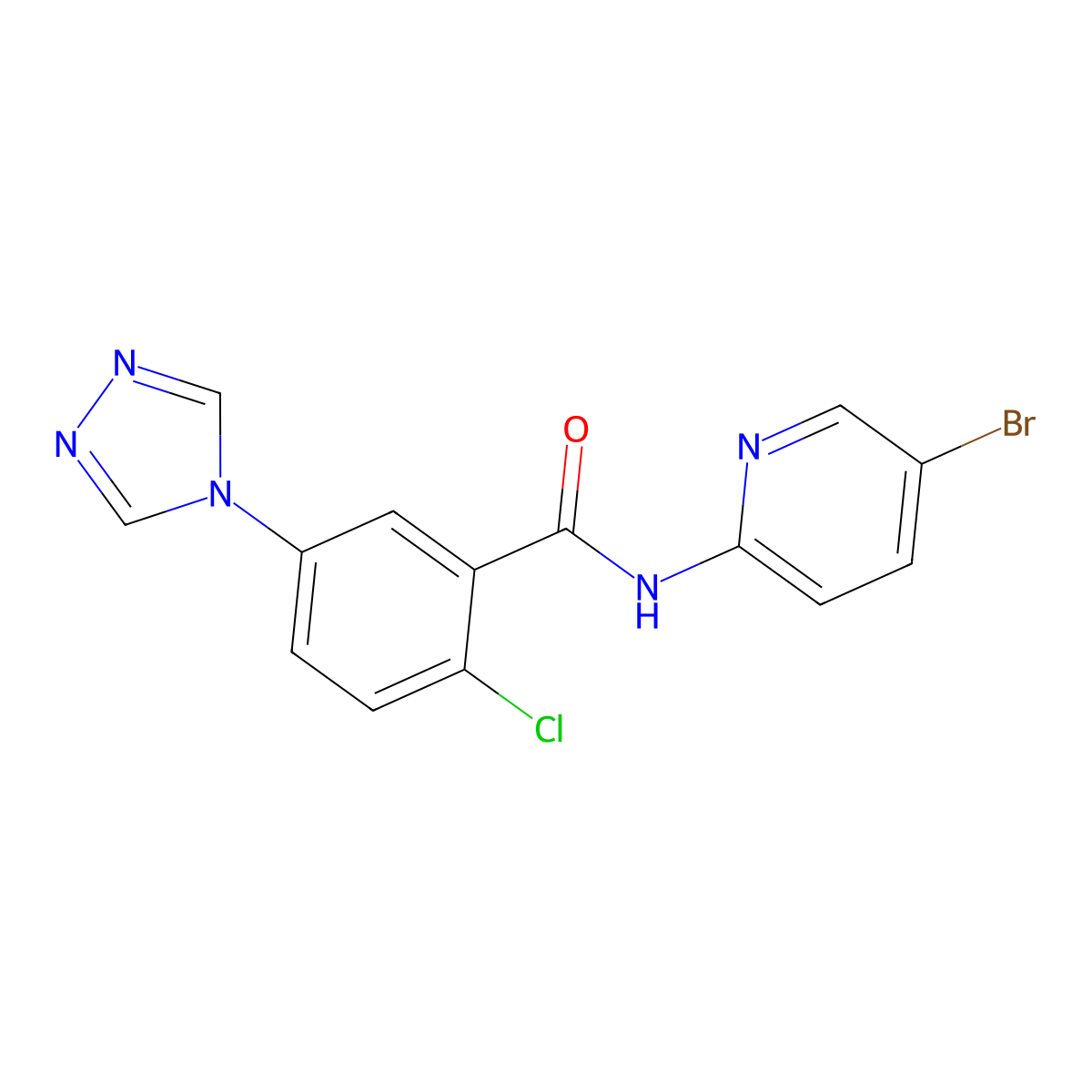 N-(5-bromo-2-pyridinyl)-2-chloro-5-(4H-1,2,4-triazol-4-yl)benzamide molecular structure, CAS 714210-53-4