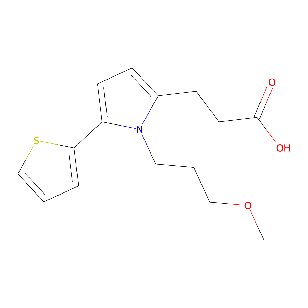 3-[1-(3-Methoxypropyl)-5-thiophen-2-yl-2-pyrrolyl]propanoic acid molecular structure, CAS 714210-60-3