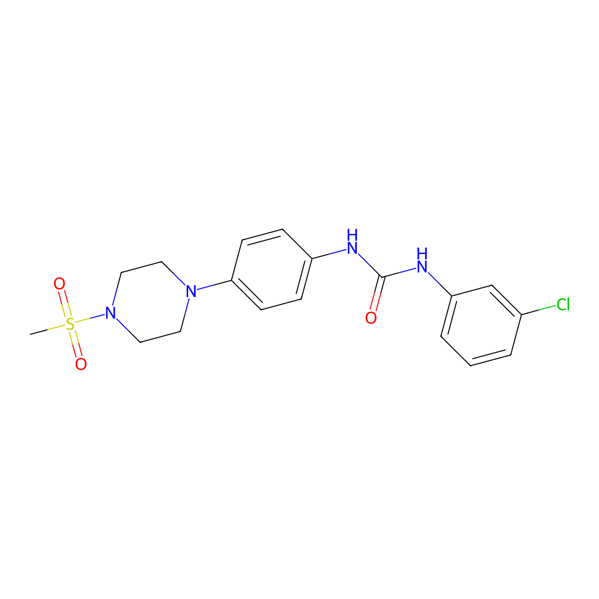1-(3-Chlorophenyl)-3-[4-(4-methylsulfonylpiperazin-1-yl)phenyl]urea molecular structure, CAS 714210-61-4