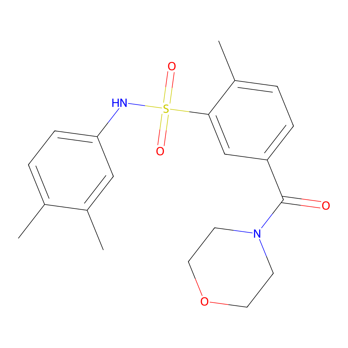 N-(3,4-dimethylphenyl)-2-methyl-5-(4-morpholinylcarbonyl)benzenesulfonamide molecular structure, CAS 714210-73-8