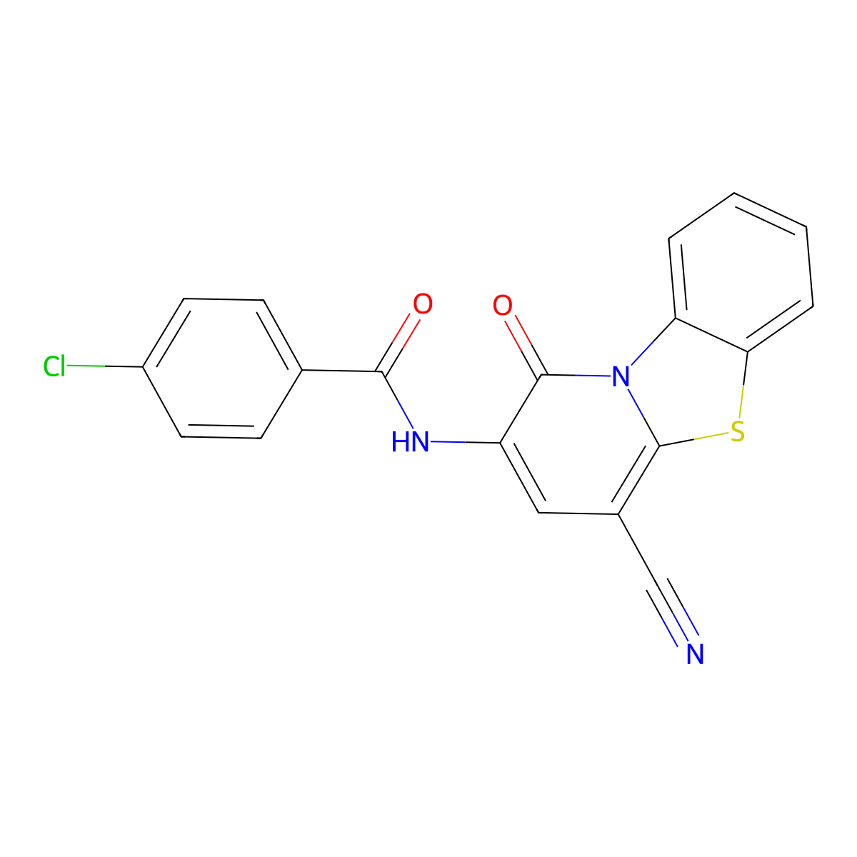 4-chloro-N-(4-cyano-1-oxo-1H-pyrido[2,1-b][1,3]benzothiazol-2-yl)benzamide molecular structure, CAS 714210-82-9