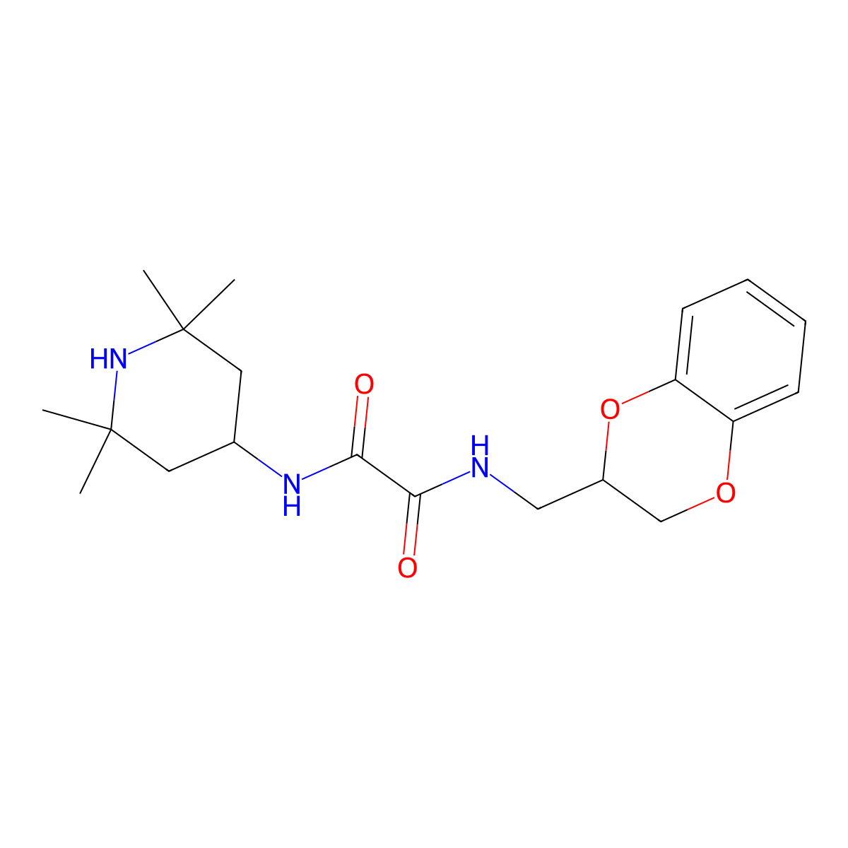 N-(2,3-dihydro-1,4-benzodioxin-3-ylmethyl)-N'-(2,2,6,6-tetramethylpiperidin-4-yl)oxamide molecular structure, CAS 714210-94-3