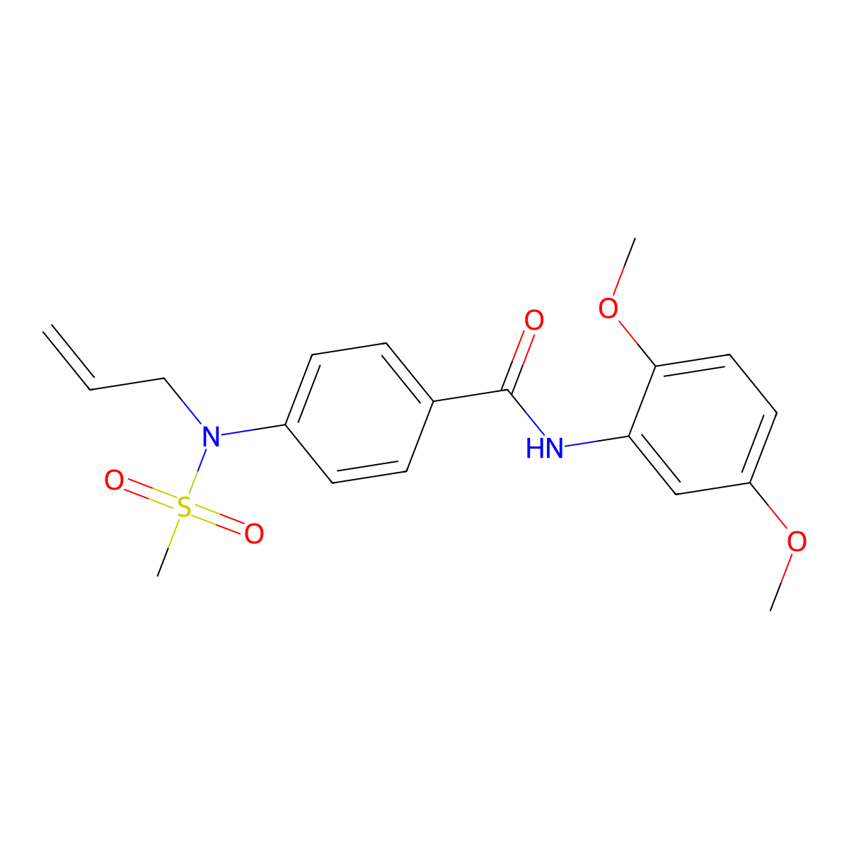 N-(2,5-dimethoxyphenyl)-4-[methylsulfonyl(prop-2-enyl)amino]benzamide molecular structure, CAS 714210-99-8