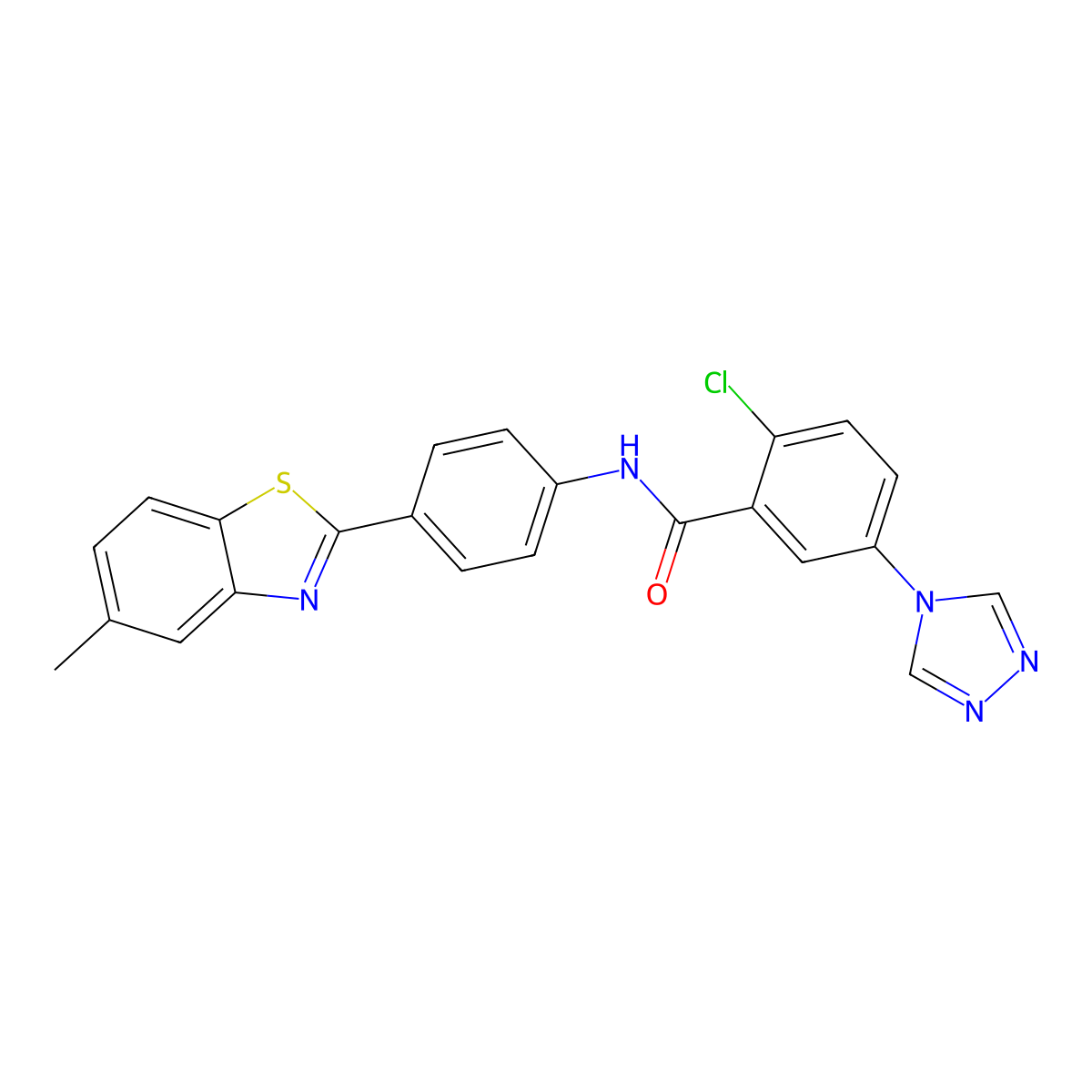 2-chloro-N-[4-(5-methyl-1,3-benzothiazol-2-yl)phenyl]-5-(1,2,4-triazol-4-yl)benzamide molecular structure, CAS 714211-09-3