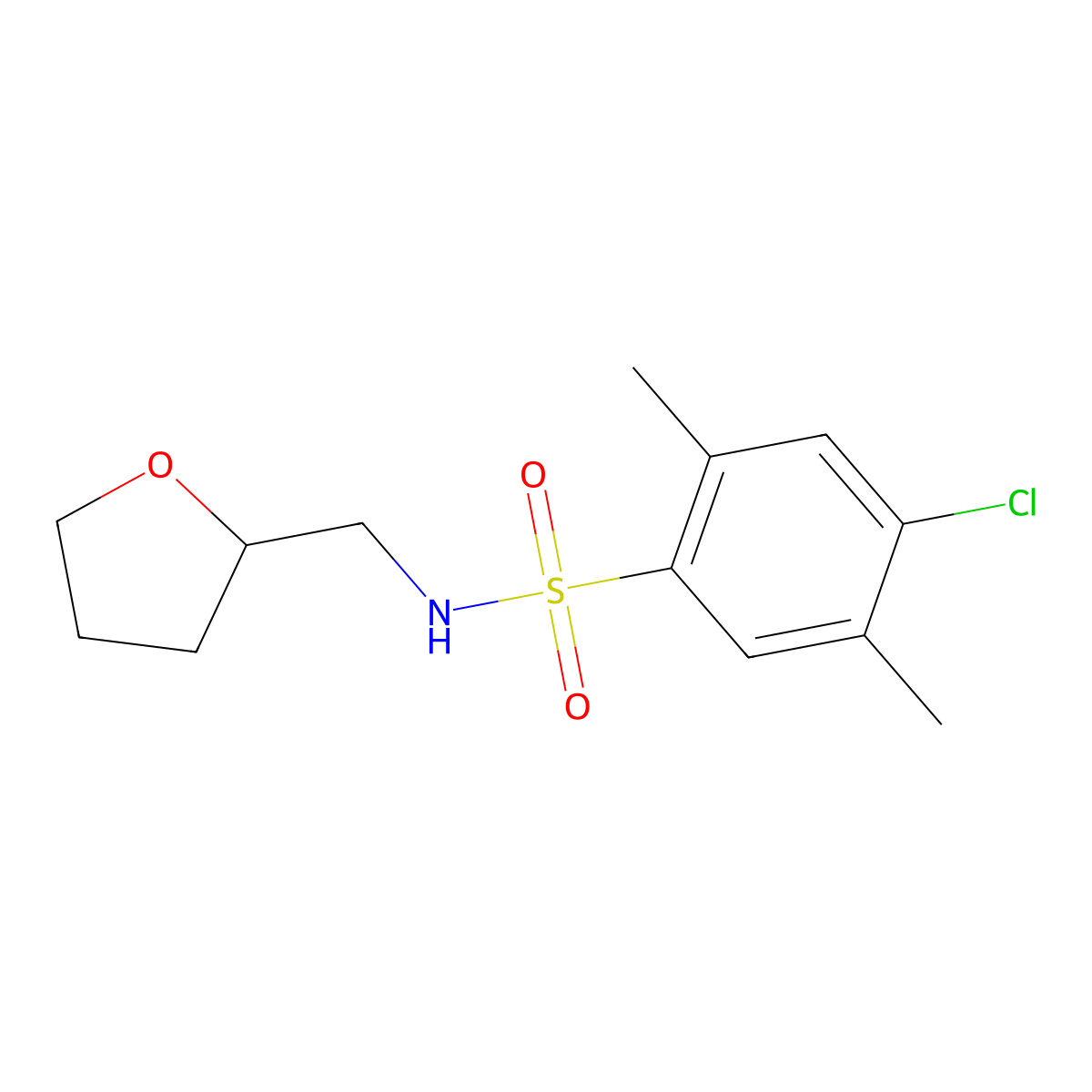 4-chloro-2,5-dimethyl-N-(oxolan-2-ylmethyl)benzenesulfonamide molecular structure, CAS 714211-14-0