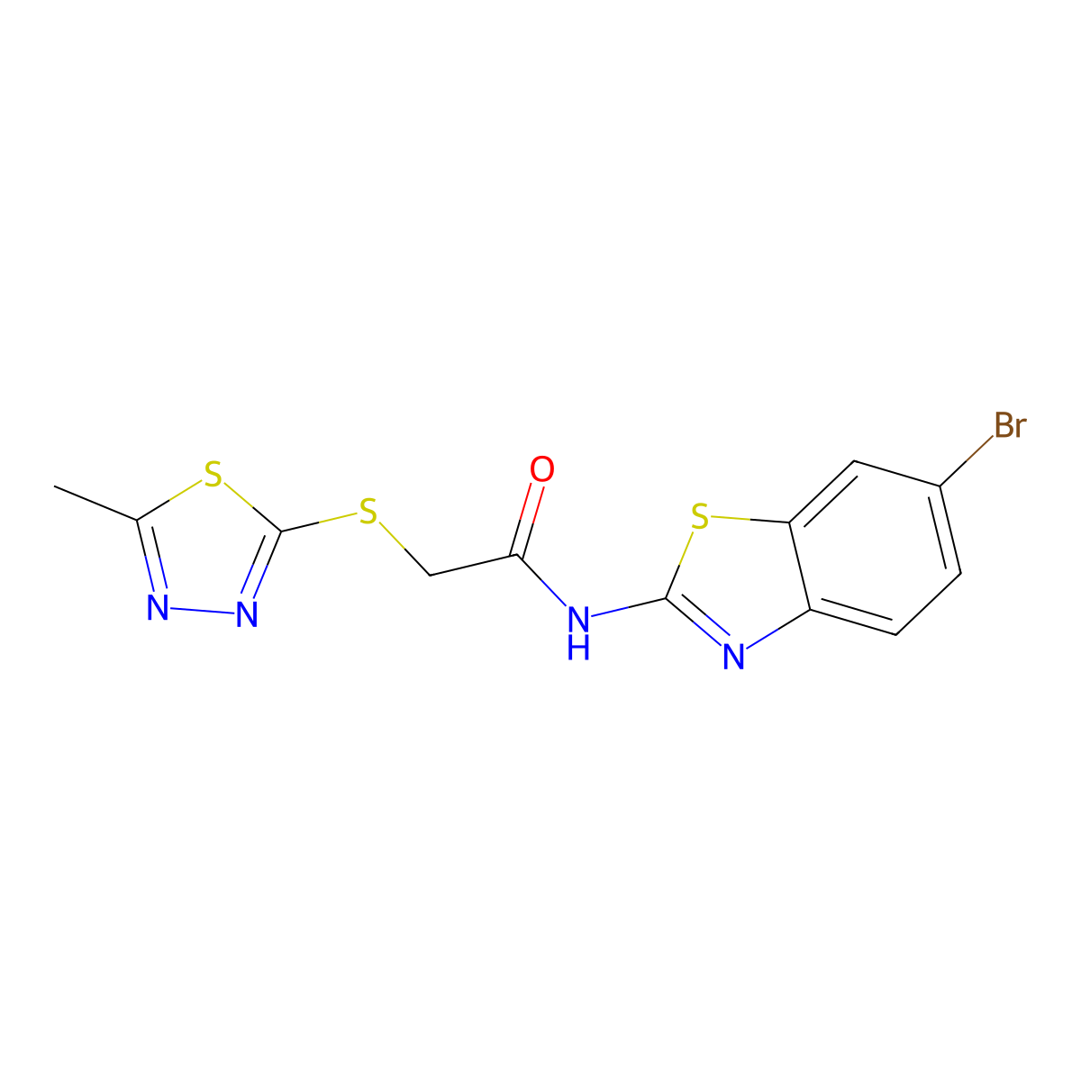 N-(6-bromo-1,3-benzothiazol-2-yl)-2-[(5-methyl-1,3,4-thiadiazol-2-yl)sulfanyl]acetamide molecular structure, CAS 714211-30-0