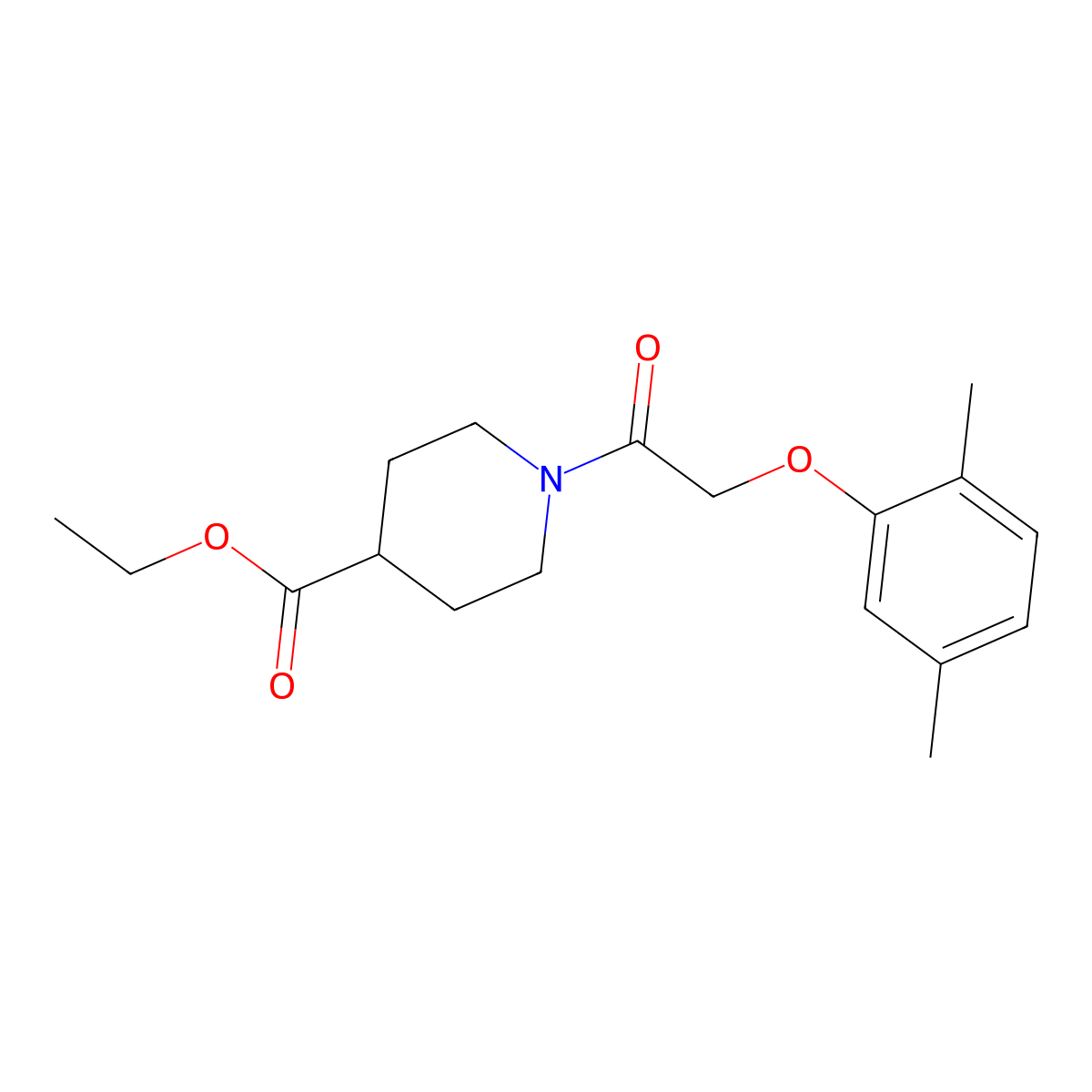 Ethyl 1-[(2,5-dimethylphenoxy)acetyl]piperidine-4-carboxylate molecular structure, CAS 714211-35-5