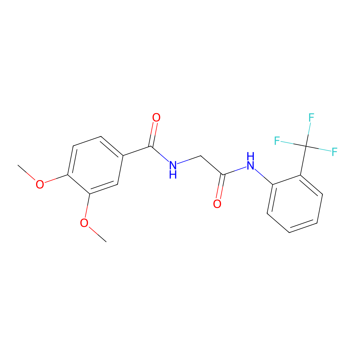 3,4-dimethoxy-N-[2-oxo-2-[2-(trifluoromethyl)anilino]ethyl]benzamide molecular structure, CAS 714211-39-9