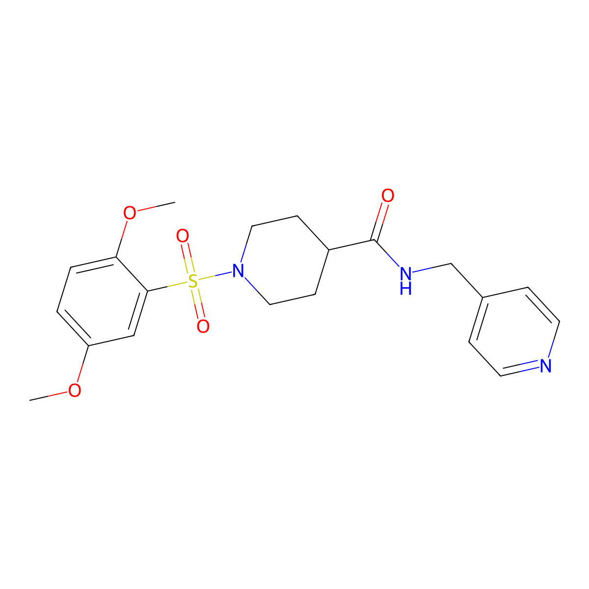1-(2,5-dimethoxyphenyl)sulfonyl-N-(pyridin-4-ylmethyl)piperidine-4-carboxamide molecular structure, CAS 714211-51-5