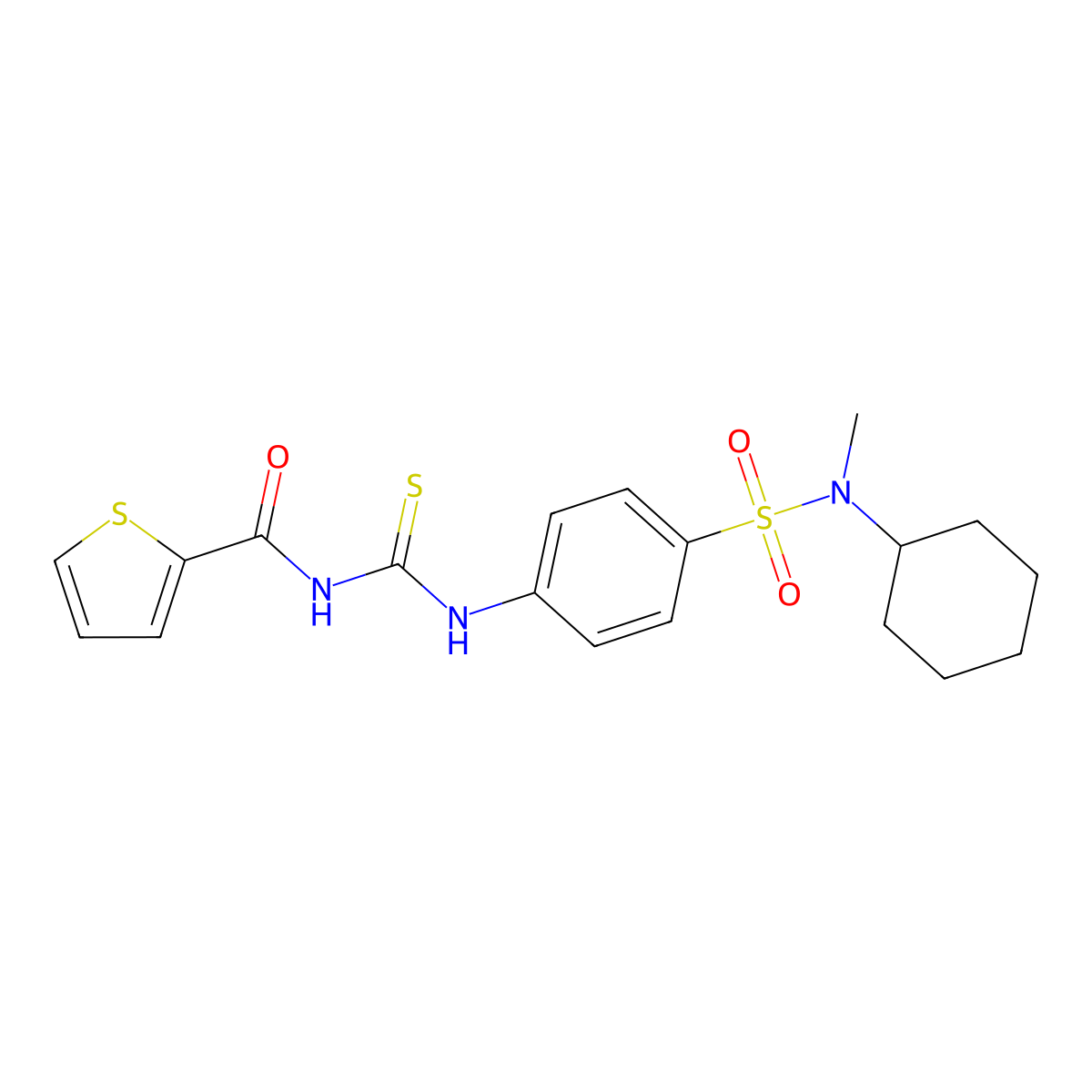 N-{[(4-{[cyclohexyl(methyl)amino]sulfonyl}phenyl)amino]carbonothioyl}-2-thiophenecarboxamide molecular structure, CAS 714211-78-6