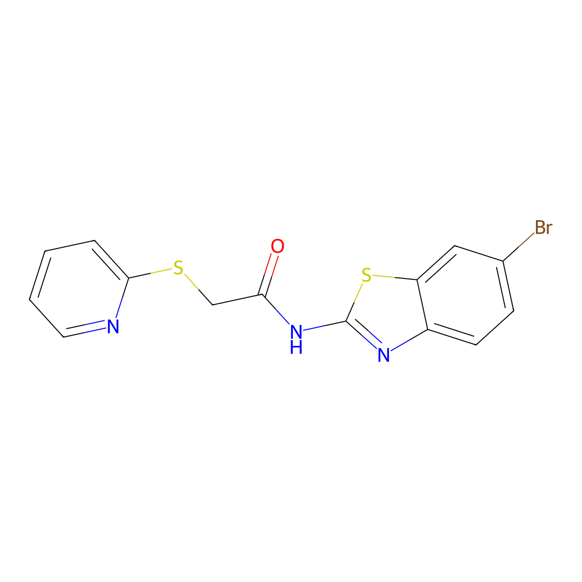 N-(6-bromo-1,3-benzothiazol-2-yl)-2-pyridin-2-ylsulfanylacetamide molecular structure, CAS 714211-82-2