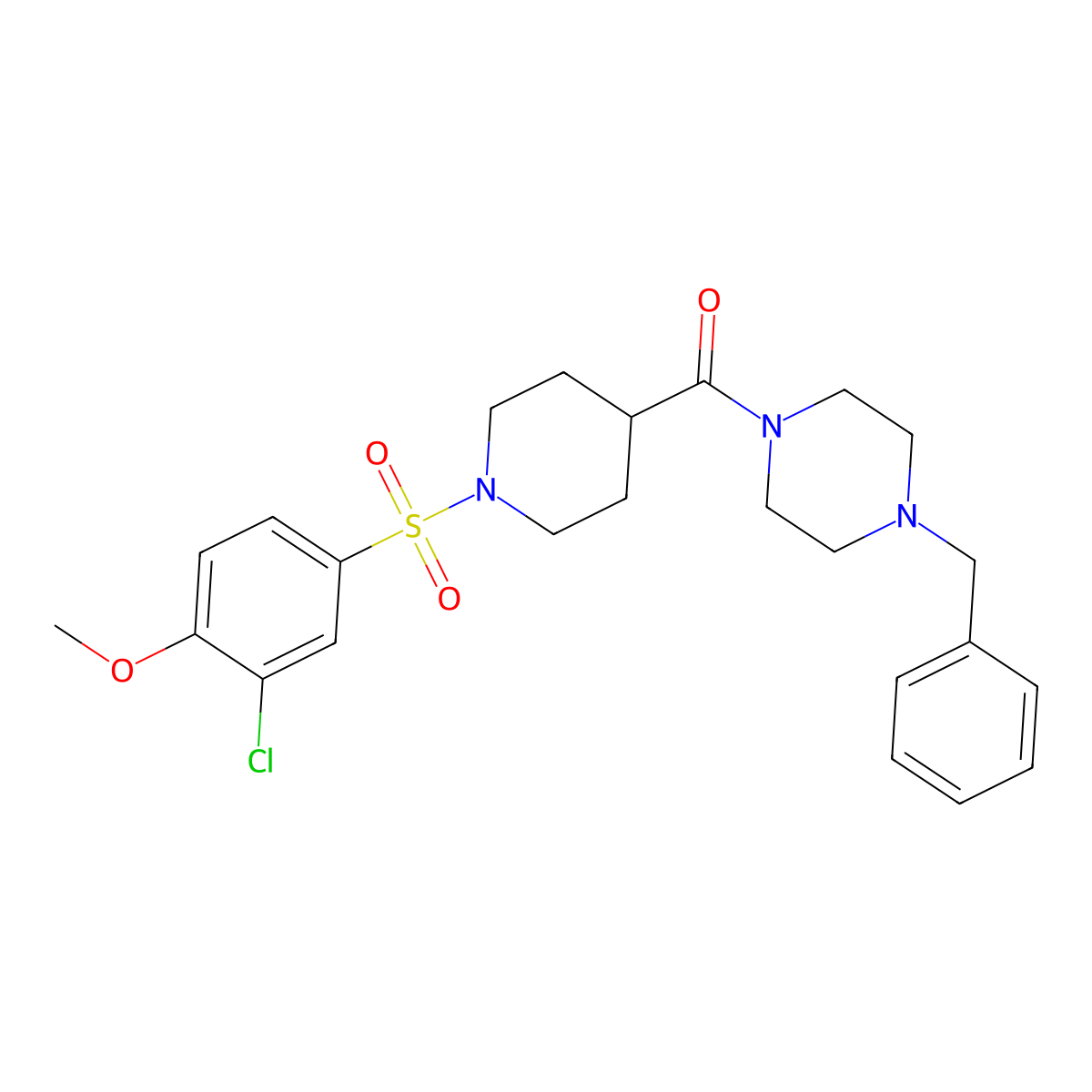 (4-Benzylpiperazin-1-yl)-[1-(3-chloro-4-methoxyphenyl)sulfonylpiperidin-4-yl]methanone molecular structure, CAS 714211-98-0