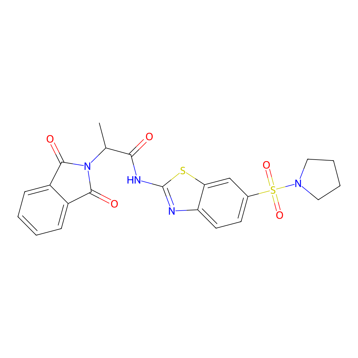 2-(1,3-dioxo-1,3-dihydro-2H-isoindol-2-yl)-N-[6-(1-pyrrolidinylsulfonyl)-1,3-benzothiazol-2-yl]propanamide molecular structure, CAS 714212-05-2