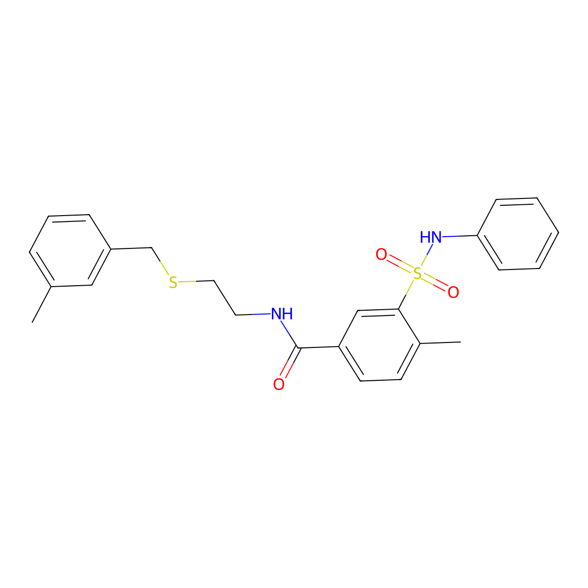 4-methyl-N-[2-[(3-methylphenyl)methylsulfanyl]ethyl]-3-(phenylsulfamoyl)benzamide molecular structure, CAS 714212-11-0