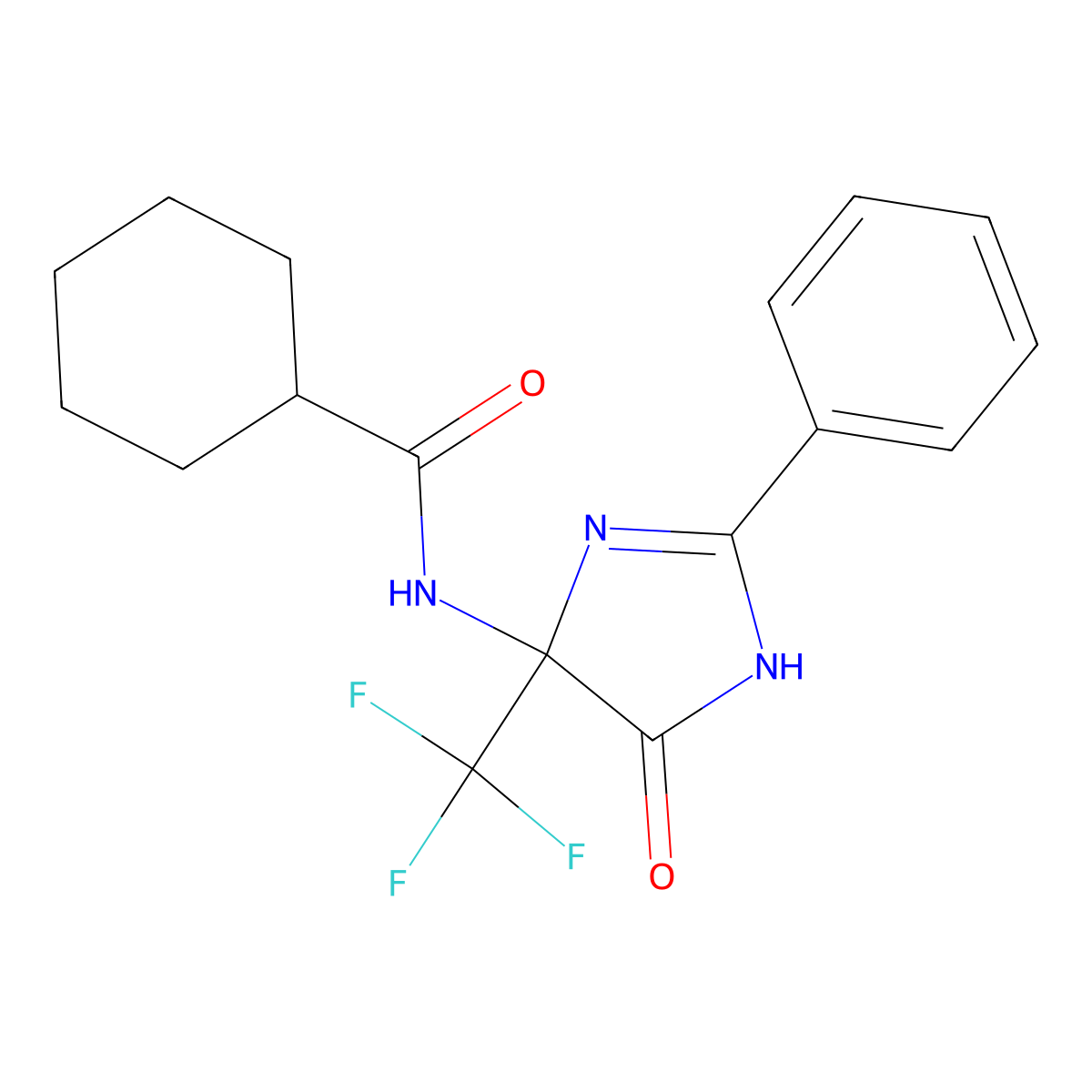 N-[5-oxo-2-phenyl-4-(trifluoromethyl)-1H-imidazol-4-yl]cyclohexanecarboxamide molecular structure, CAS 714212-39-2
