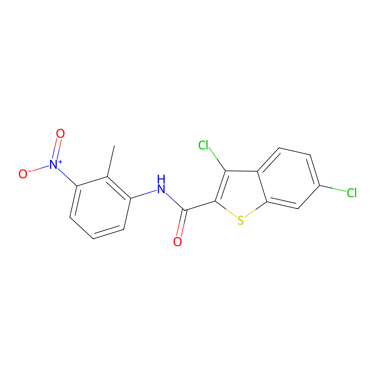 3,6-dichloro-N-(2-methyl-3-nitrophenyl)-1-benzothiophene-2-carboxamide molecular structure, CAS 714212-46-1