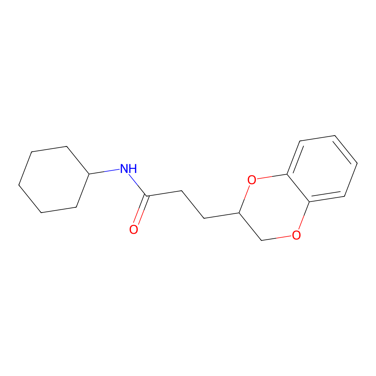 N-cyclohexyl-3-(2,3-dihydro-1,4-benzodioxin-2-yl)propanamide molecular structure, CAS 714212-49-4
