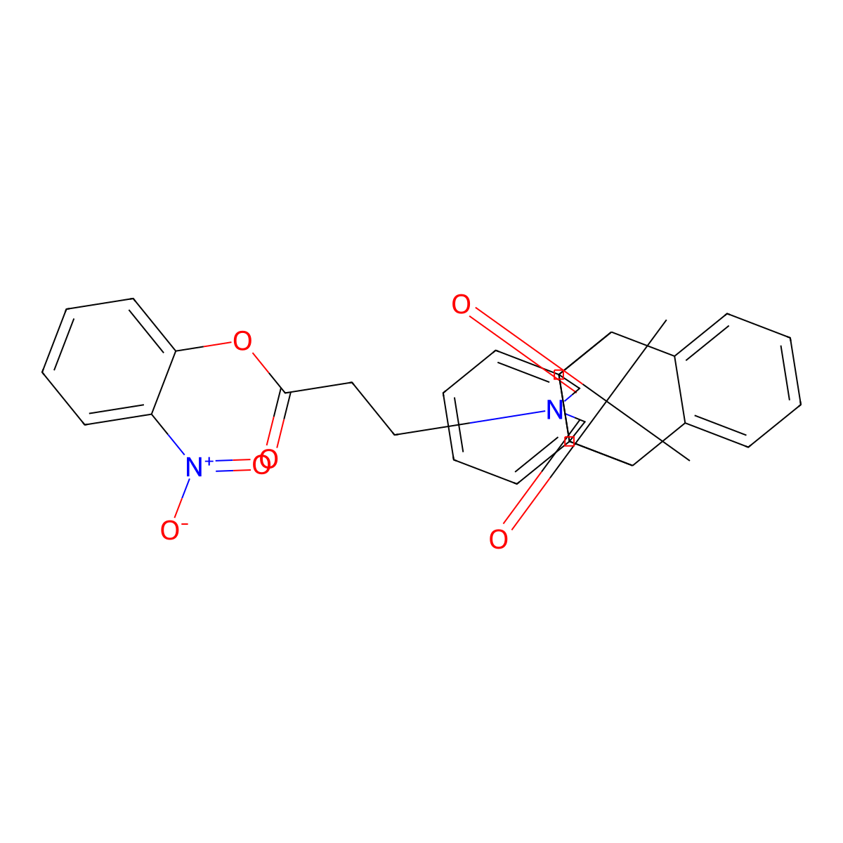 2-Nitrophenyl 3-(16,18-dioxo-17-azapentacyclo[6.6.5.0~2,7~.0~9,14~.0~15,19~]nonadeca-2,4,6,9,11,13-hexaen-17-yl)propanoate (non-preferred name) molecular structure, CAS 714212-61-0