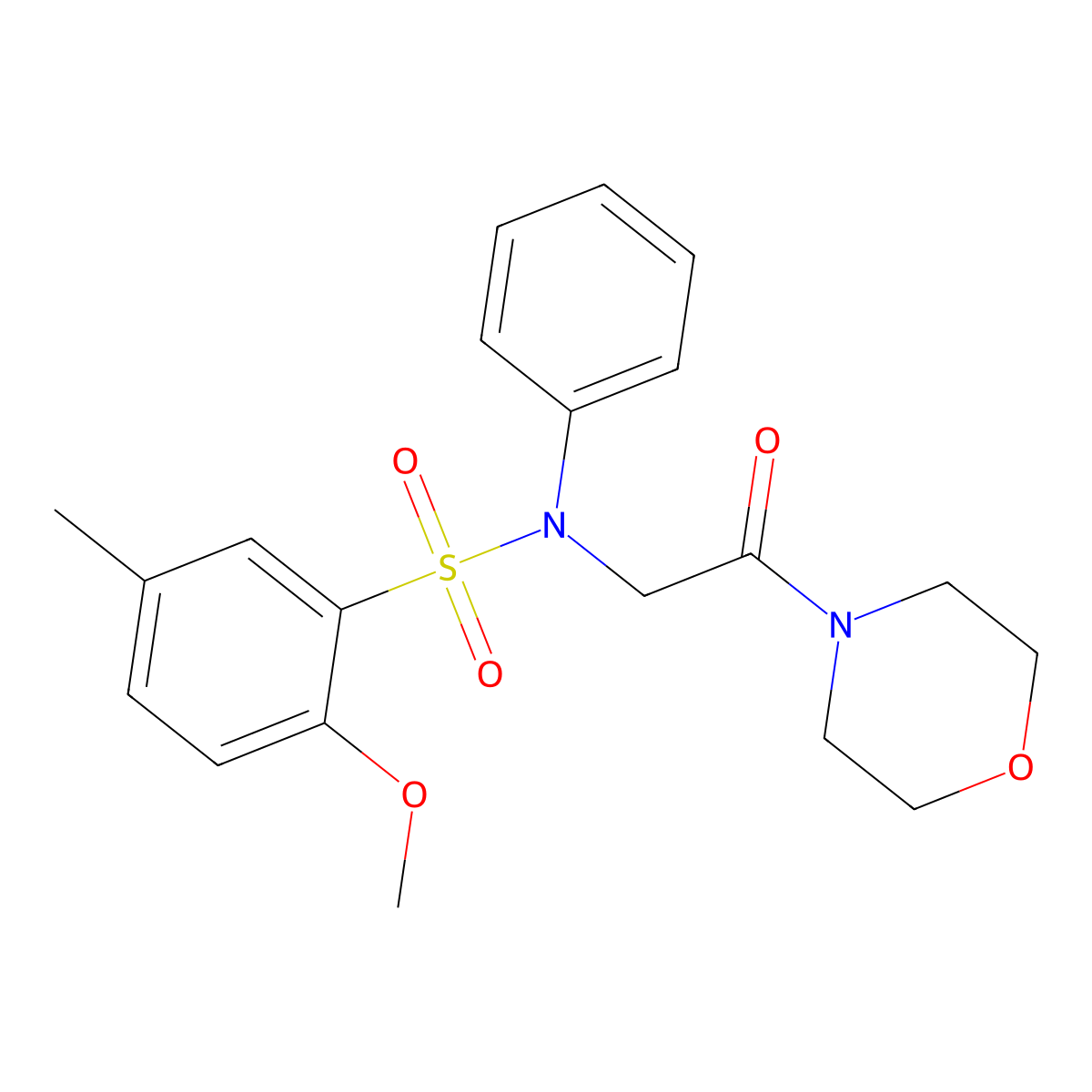 2-methoxy-5-methyl-N-(2-morpholin-4-yl-2-oxoethyl)-N-phenylbenzenesulfonamide molecular structure, CAS 714212-79-0