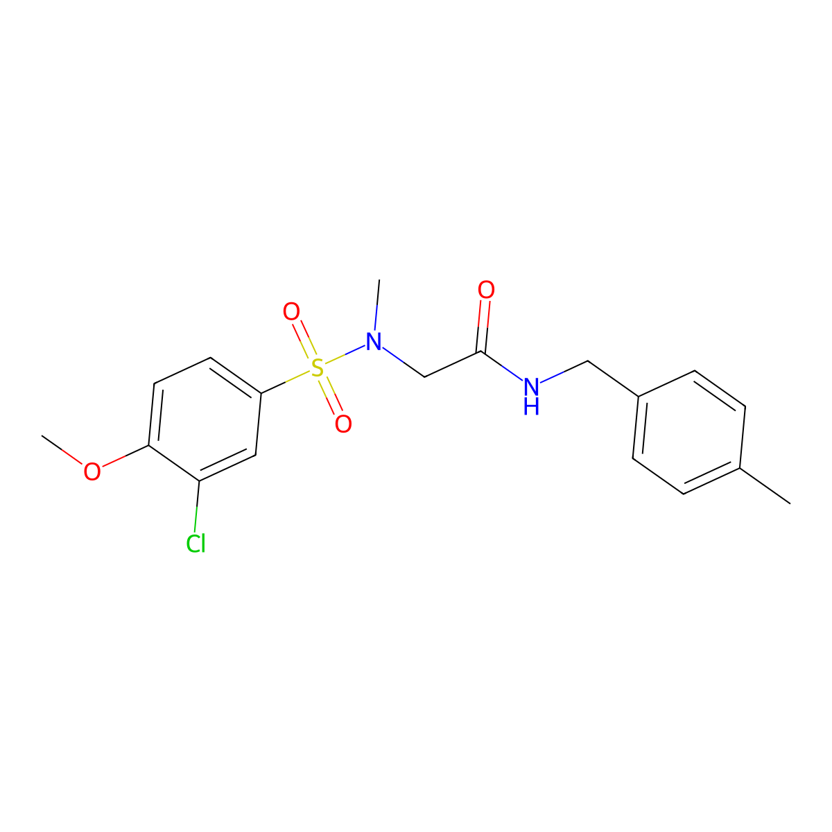2-[(3-chloro-4-methoxyphenyl)sulfonyl-methylamino]-N-[(4-methylphenyl)methyl]acetamide molecular structure, CAS 714212-86-9