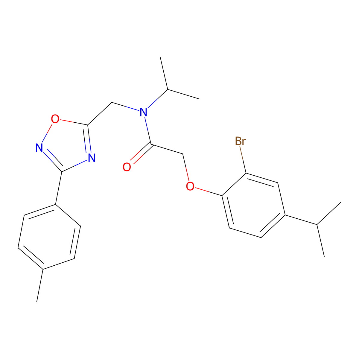 2-(2-bromo-4-propan-2-ylphenoxy)-N-[[3-(4-methylphenyl)-1,2,4-oxadiazol-5-yl]methyl]-N-propan-2-ylacetamide molecular structure, CAS 714213-13-5