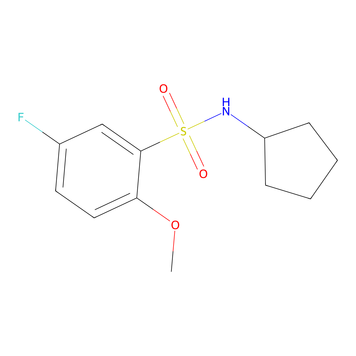 N-cyclopentyl-5-fluoro-2-methoxybenzenesulfonamide molecular structure, CAS 714213-20-4