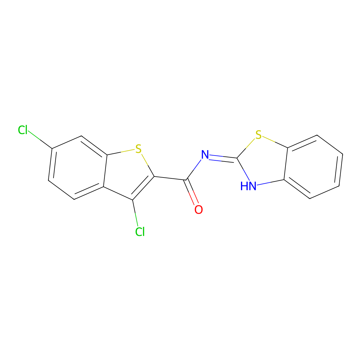 N-(1,3-benzothiazol-2-yl)-3,6-dichloro-1-benzothiophene-2-carboxamide molecular structure, CAS 714213-22-6
