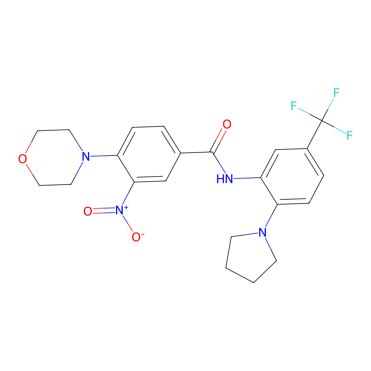 4-morpholin-4-yl-3-nitro-N-[2-pyrrolidin-1-yl-5-(trifluoromethyl)phenyl]benzamide molecular structure, CAS 714213-34-0