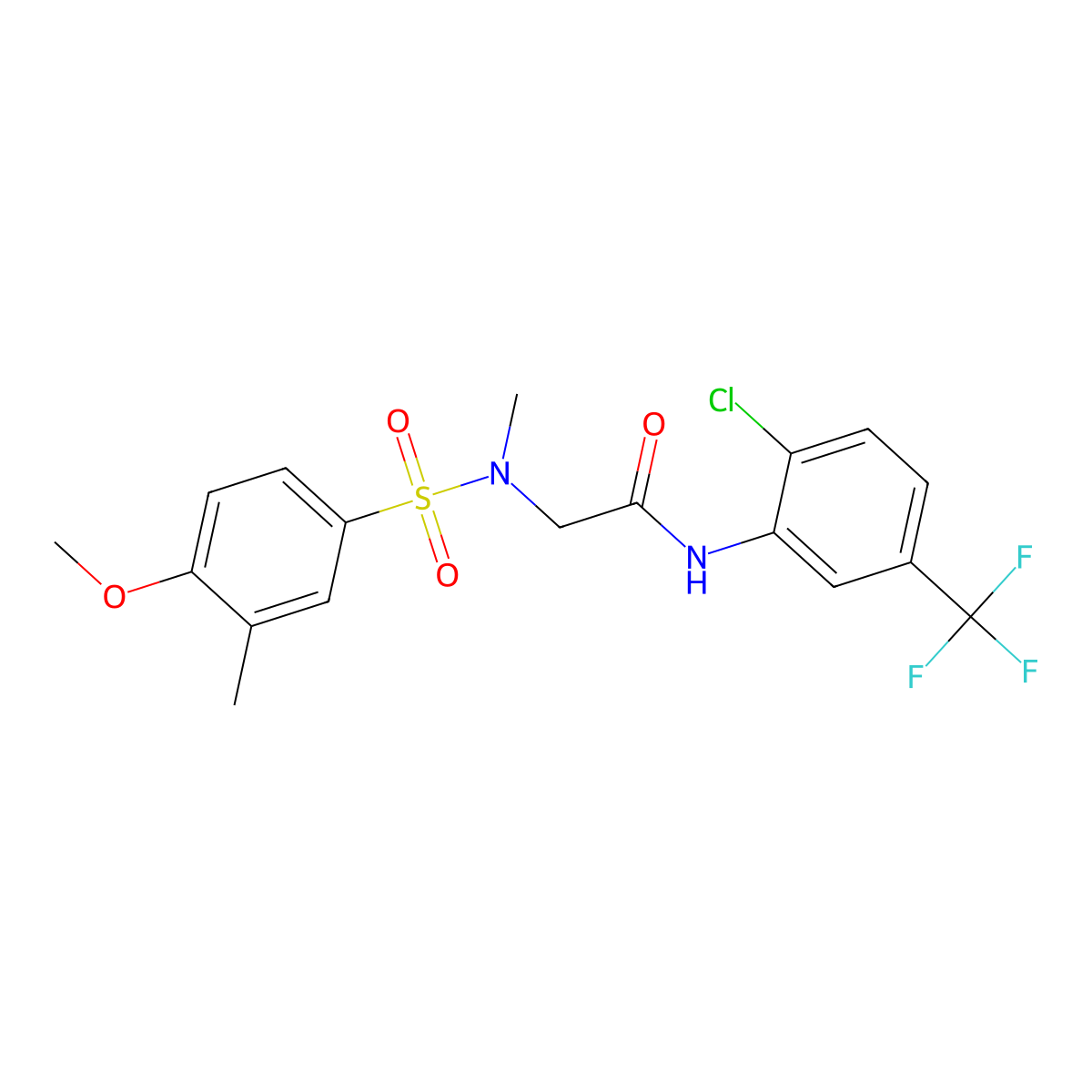 N-[2-chloro-5-(trifluoromethyl)phenyl]-2-[(4-methoxy-3-methylphenyl)sulfonyl-methylamino]acetamide molecular structure, CAS 714213-56-6