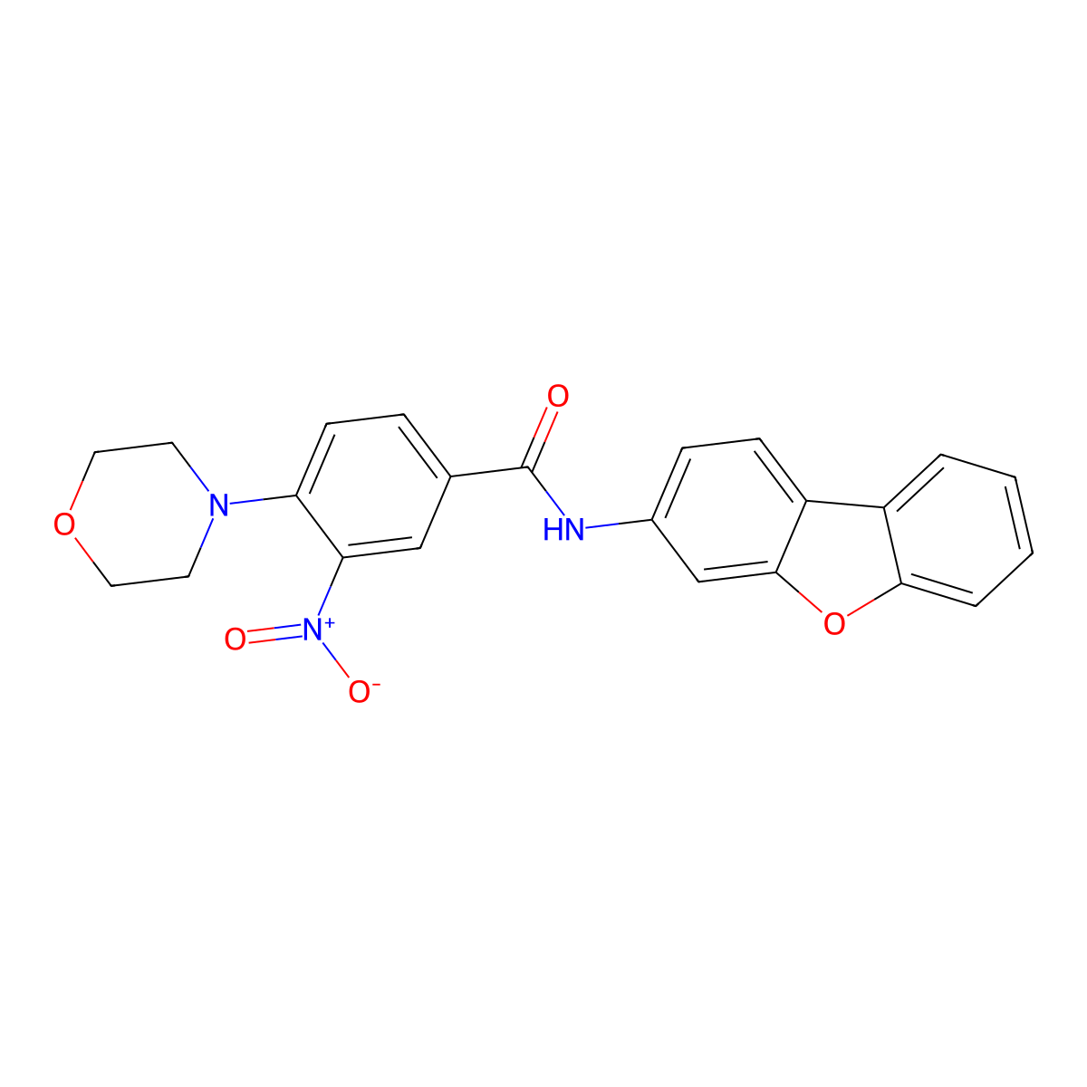 N-dibenzofuran-3-yl-4-morpholin-4-yl-3-nitrobenzamide molecular structure, CAS 714213-57-7