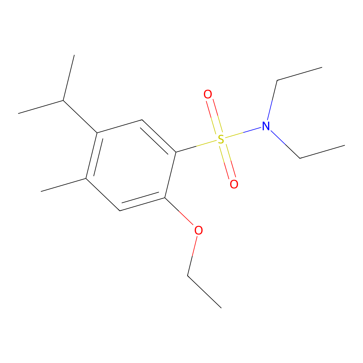 2-ethoxy-N,N-diethyl-5-isopropyl-4-methylbenzenesulfonamide molecular structure, CAS 714213-64-6