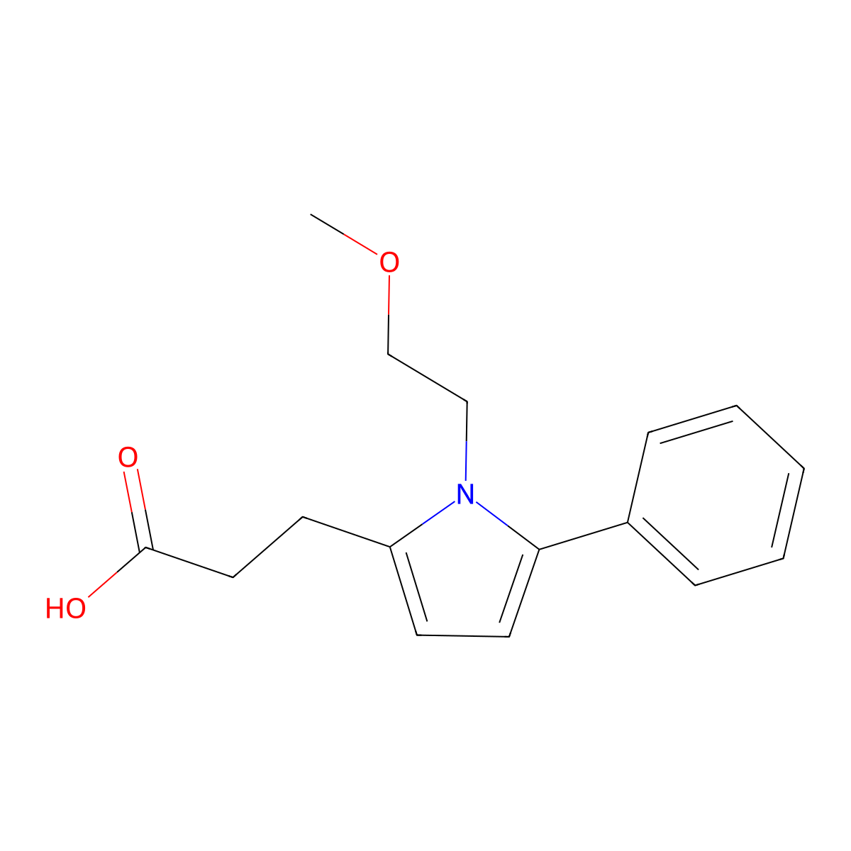 3-[1-(2-methoxyethyl)-5-phenyl-1H-pyrrol-2-yl]propanoic acid molecular structure, CAS 714214-08-1