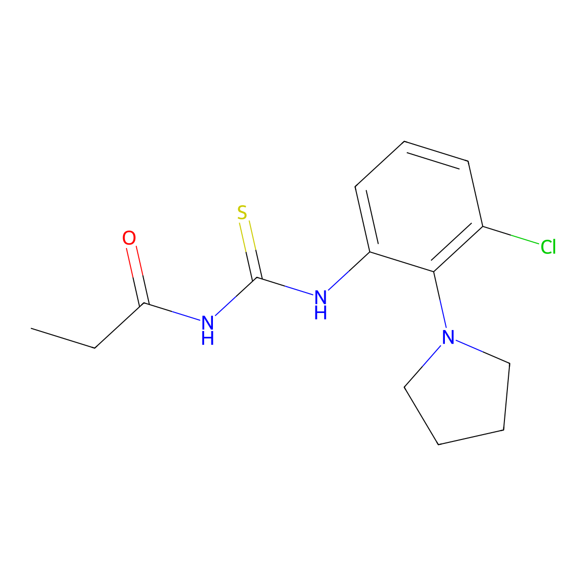 N-[(3-chloro-2-pyrrolidin-1-ylphenyl)carbamothioyl]propanamide molecular structure, CAS 714214-09-2