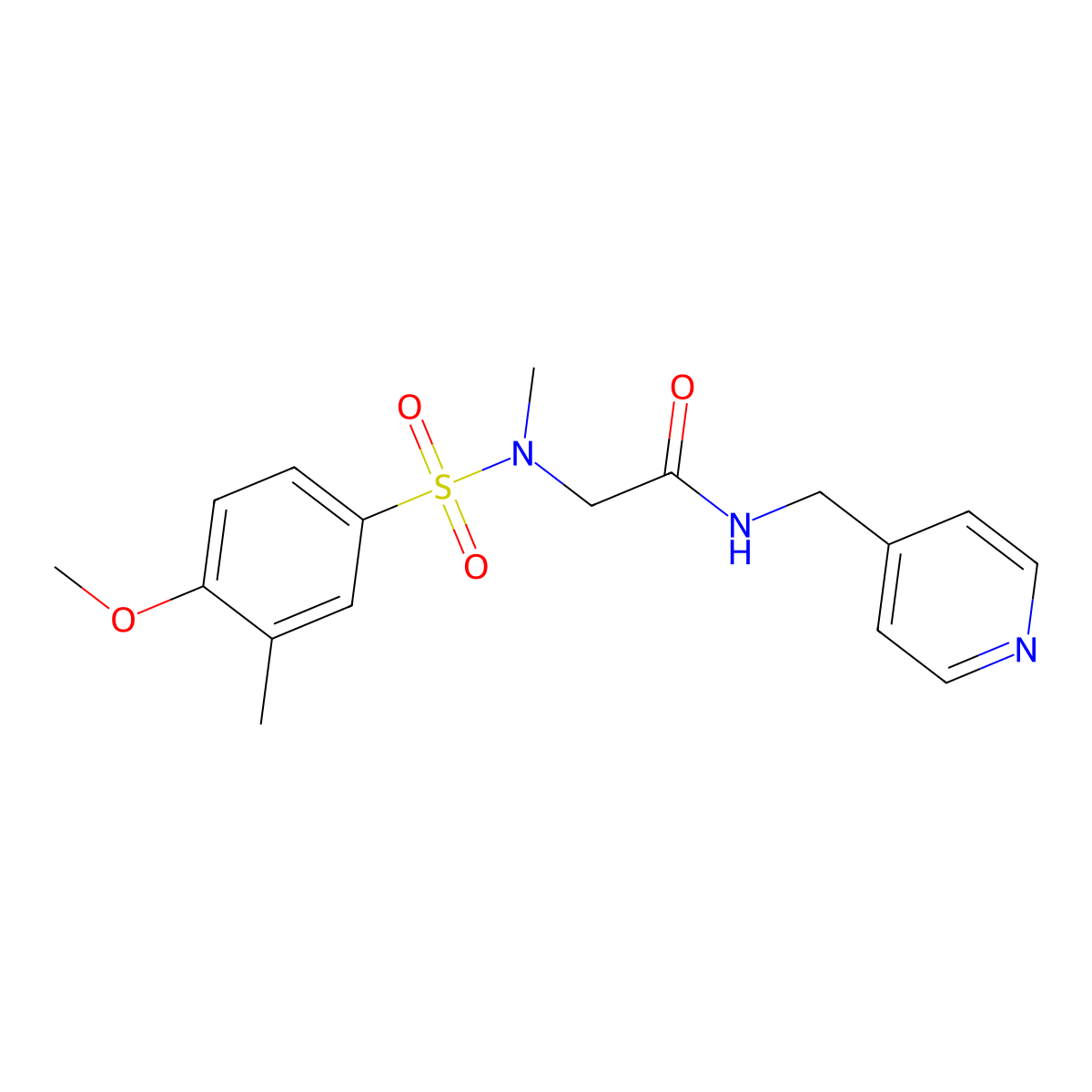 2-[(4-methoxy-3-methylphenyl)sulfonyl-methylamino]-N-(pyridin-4-ylmethyl)acetamide molecular structure, CAS 714214-13-8