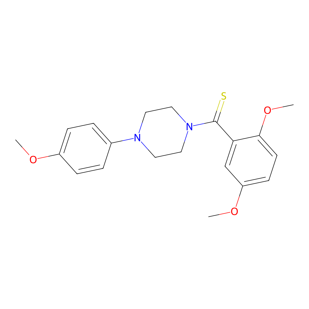 (2,5-Dimethoxyphenyl)[4-(4-methoxyphenyl)piperazin-1-yl]methanethione molecular structure, CAS 714214-24-1