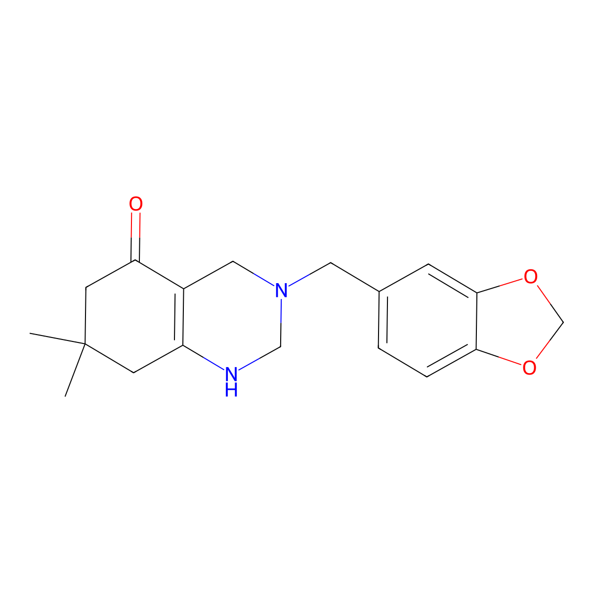3-(1,3-benzodioxol-5-ylmethyl)-7,7-dimethyl-2,3,4,6,7,8-hexahydro-5(1H)-quinazolinone molecular structure, CAS 714214-53-6